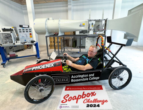 Main sponsors Accrington & Rossendale College going all out to win Amazing Accrington Soapbox Challenge